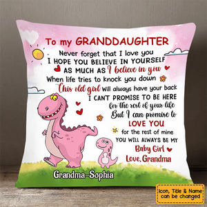 Personalized When Life Tries to Knock You Down Grandma Granakid Dinosaur Pillow