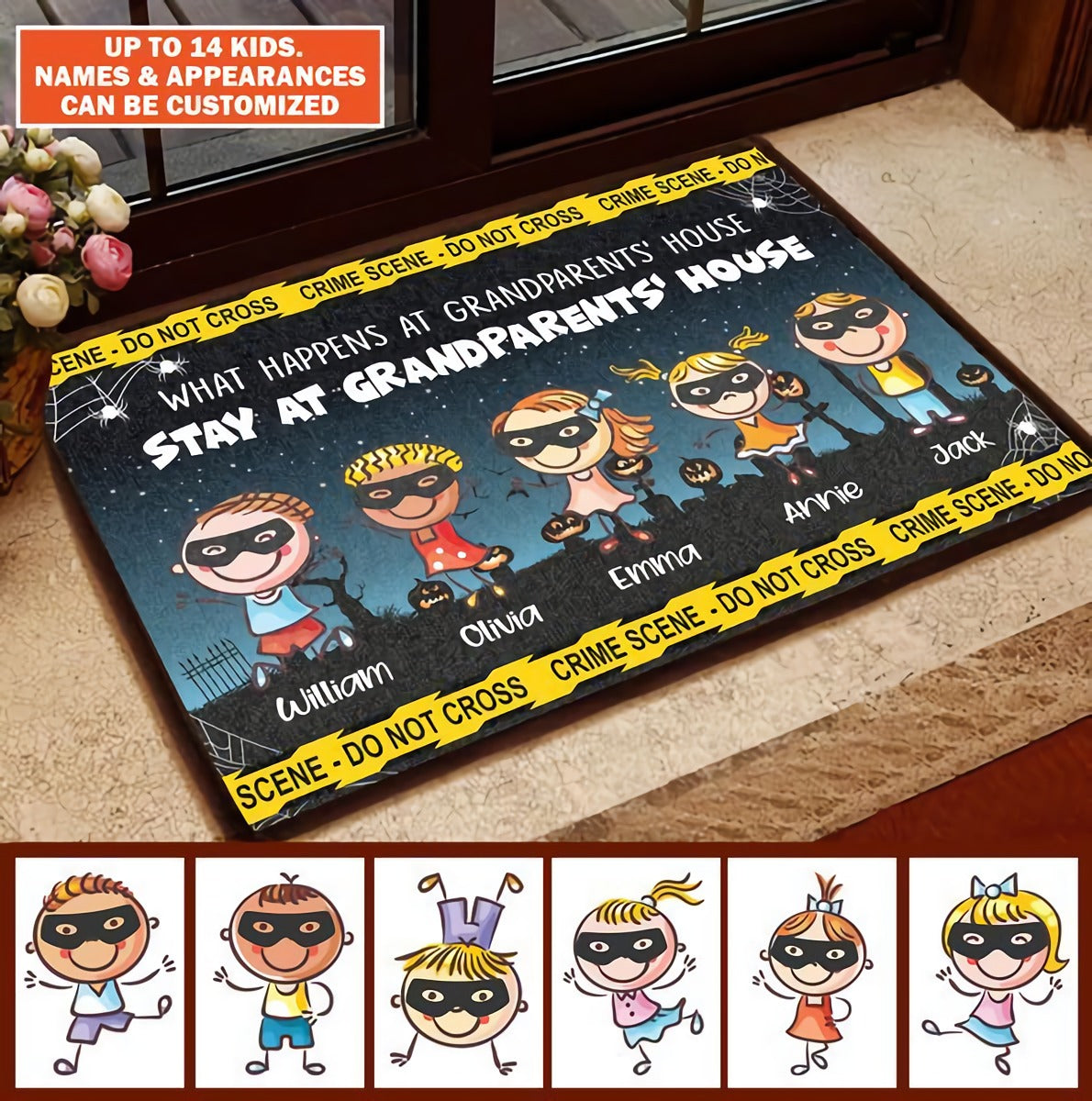 Grandkids Best Partners In Crime - Personalized Doormat  - Gift For Grandpa And Grandma