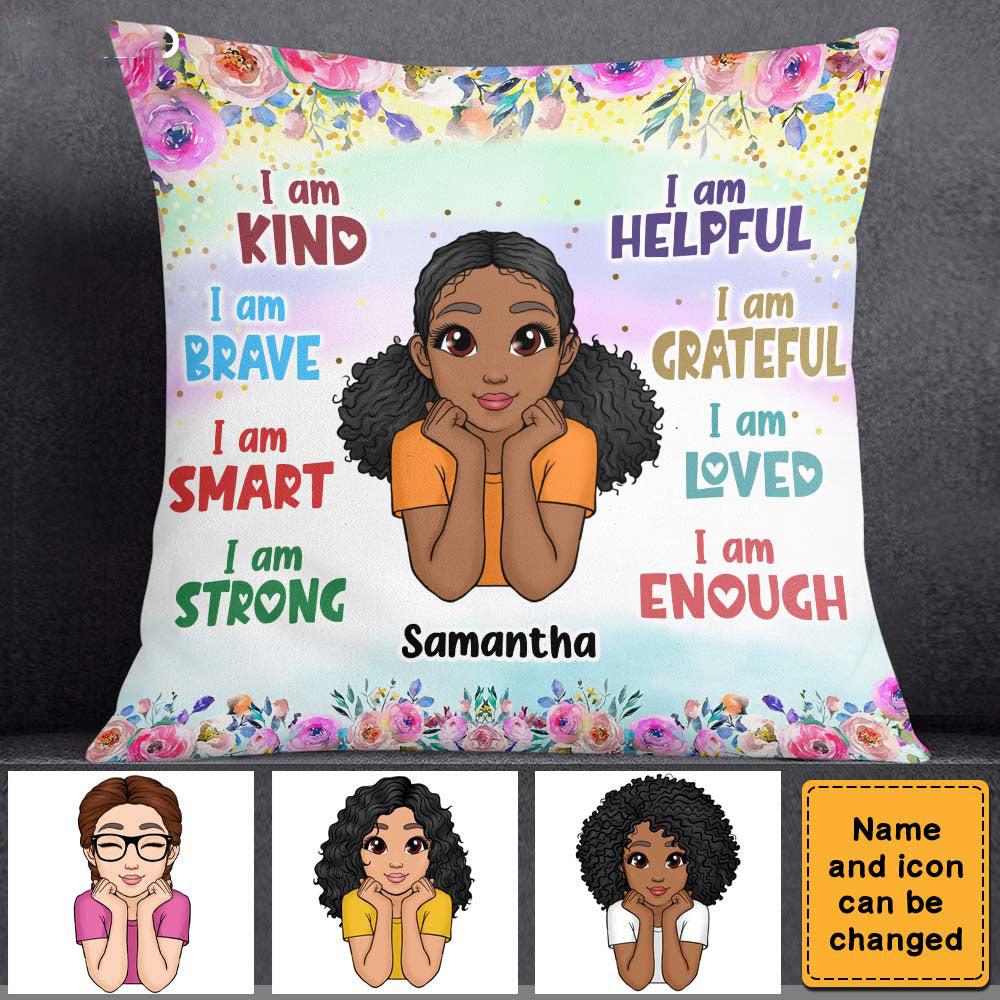 Daughter Granddaughter Kids Affirmations I Am Kind I Am Smart Pillow