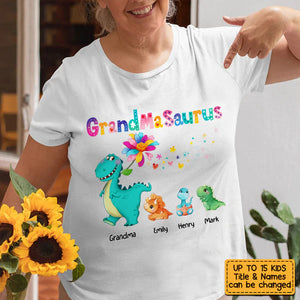 Personalized Grandmasaurus Colorful  Flower T Shirt