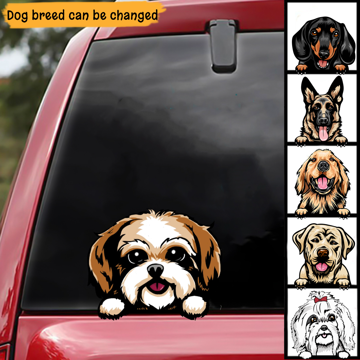 Personalized Dog Breed Cute Car Decal