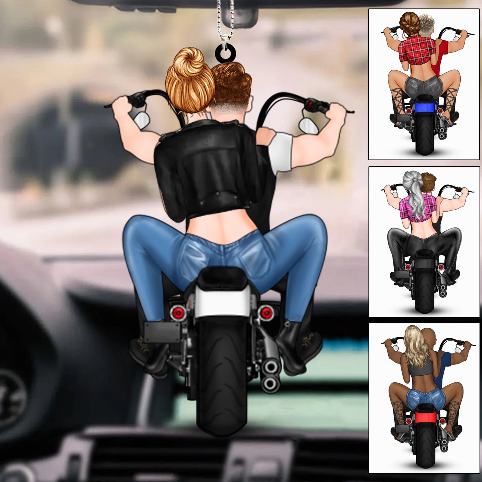 Personalized Acrylic Car Ornament For Cople, Motorcycle Lovers