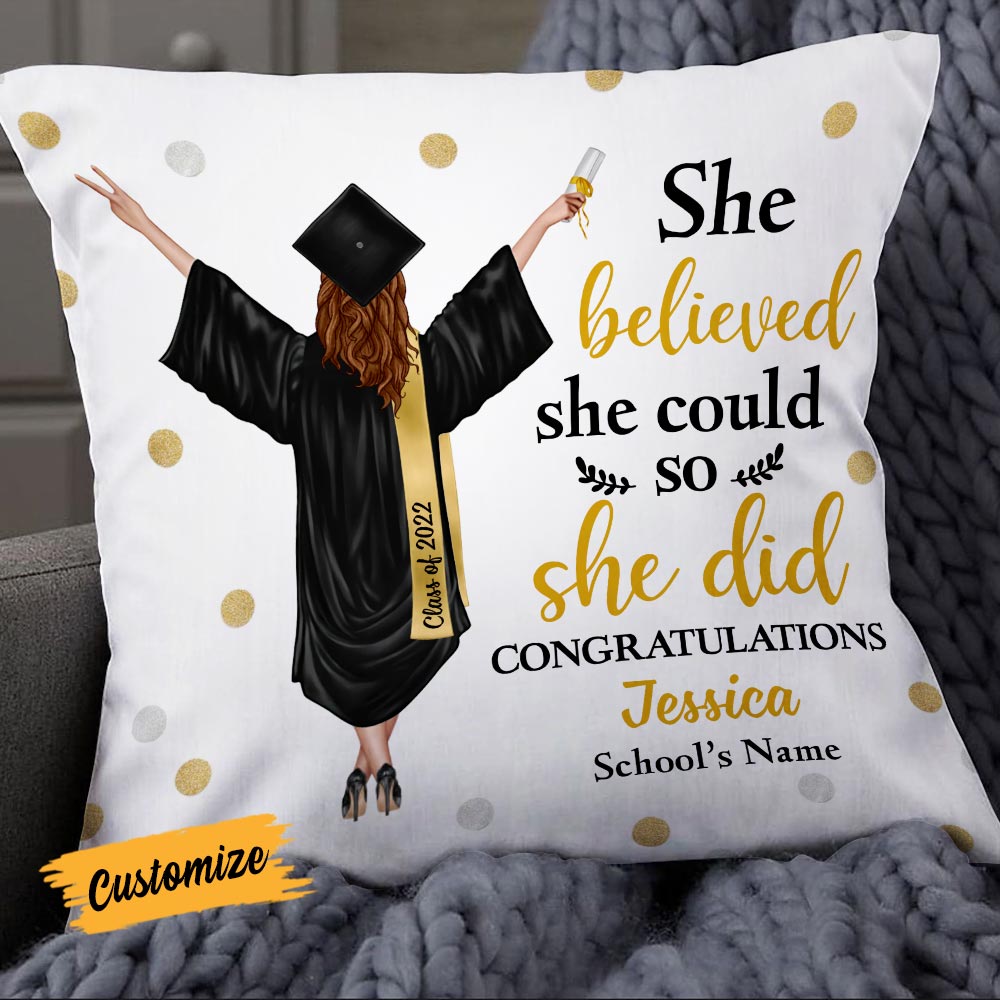 Personalized Graduation Girl She Did It Pillowcase