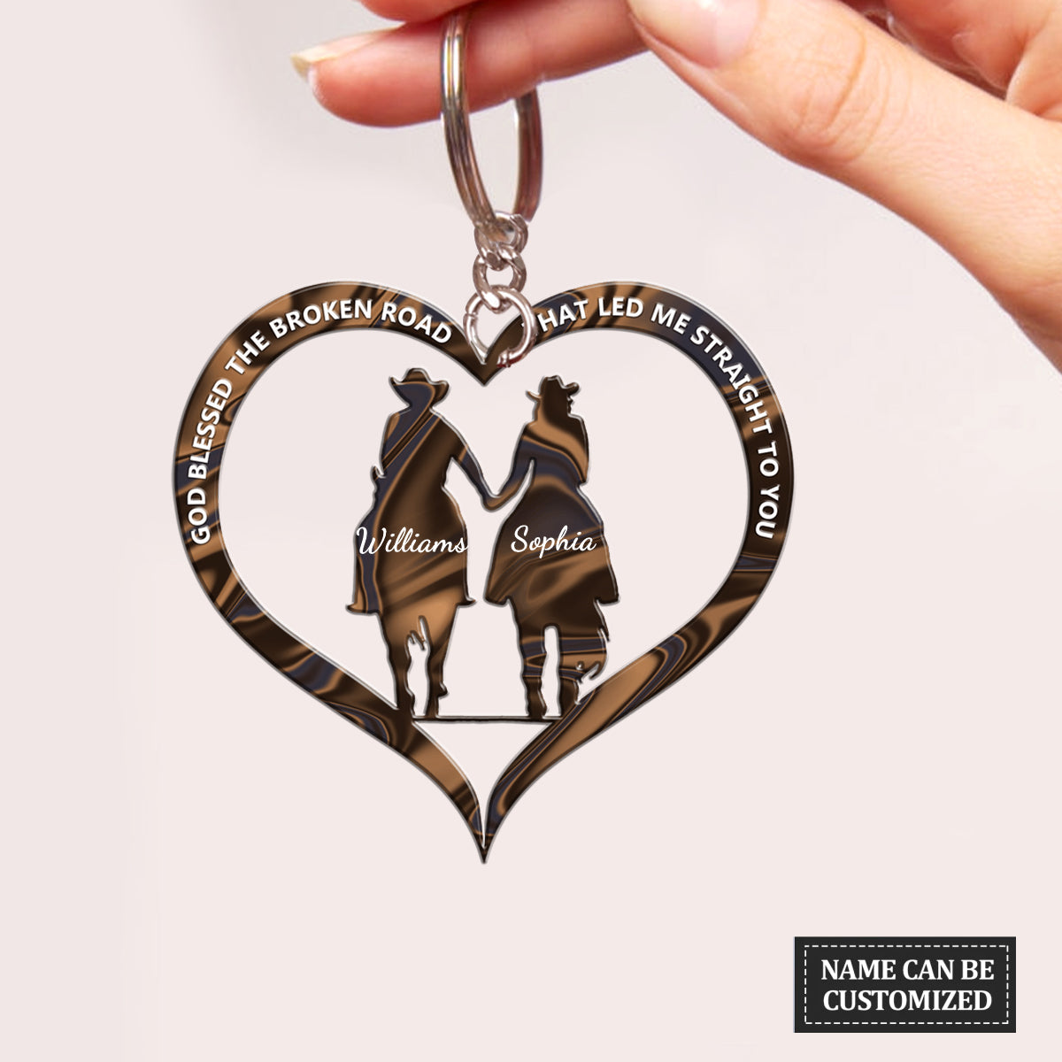 Cowboy and Cowgirl Holding Hands God Blessed Personalized Keychain -  newsvips
