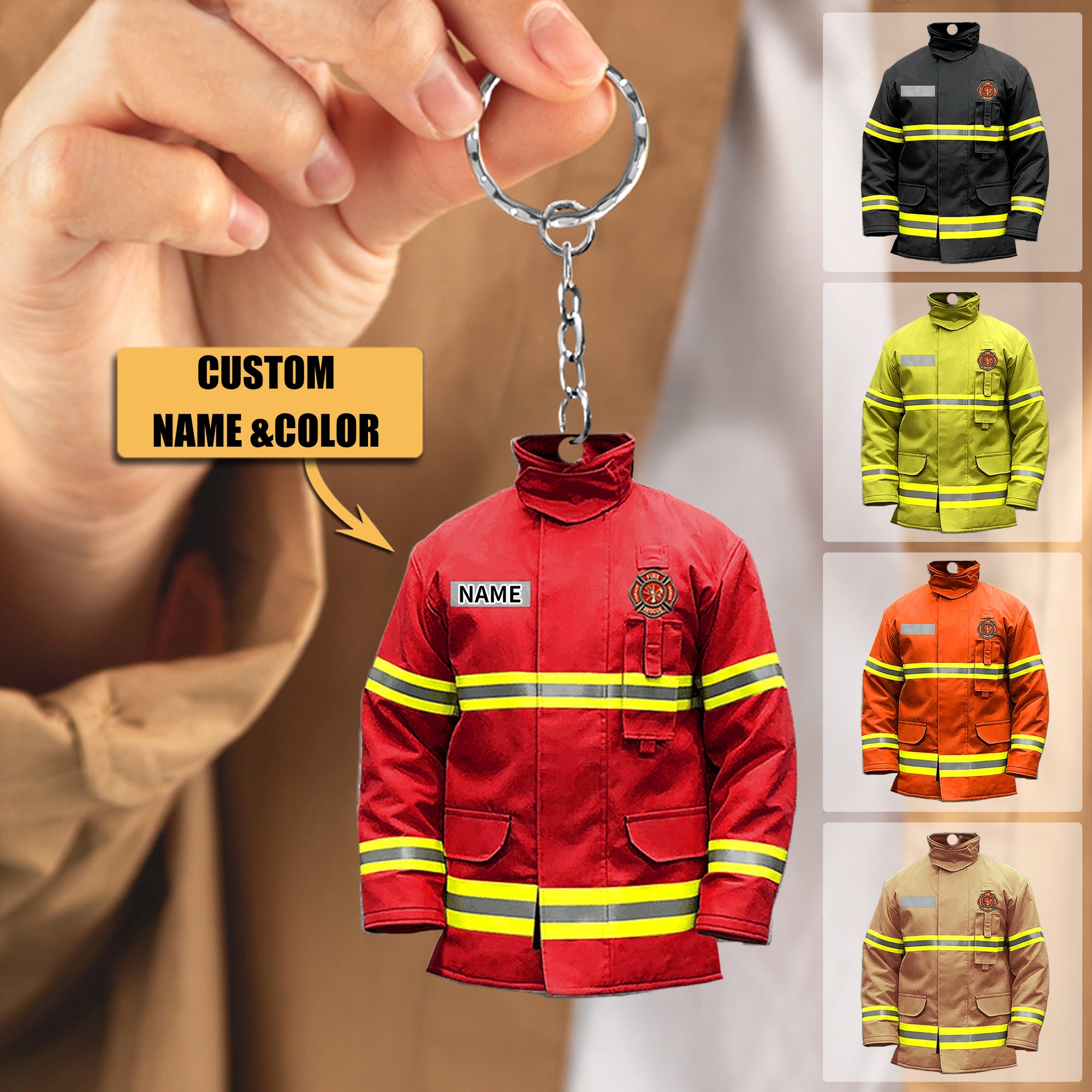 Firefighter Custom Keychain Firefighter Uniform Personalized Gift