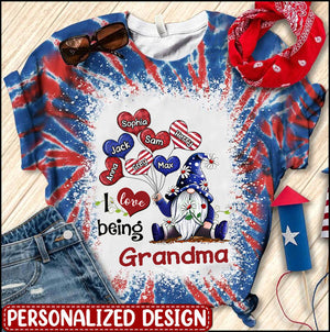 July 4th Gift Independence Day - I Love Being Grandma Dwarf Balloons - Personalized Heart 3D T-shirt