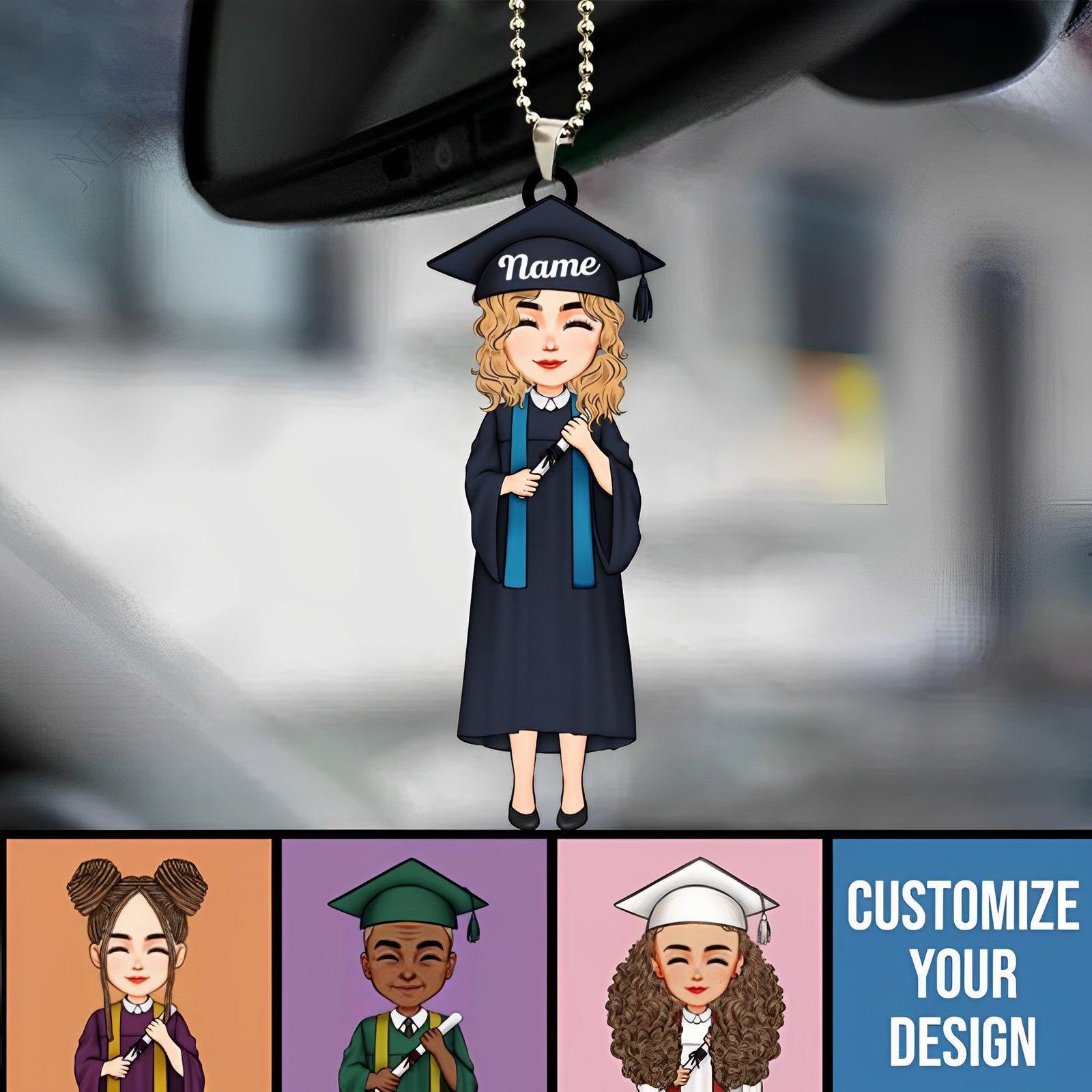 Personalized Girl Boy Graduation Acrylic Car Ornament - Gift for Graduate