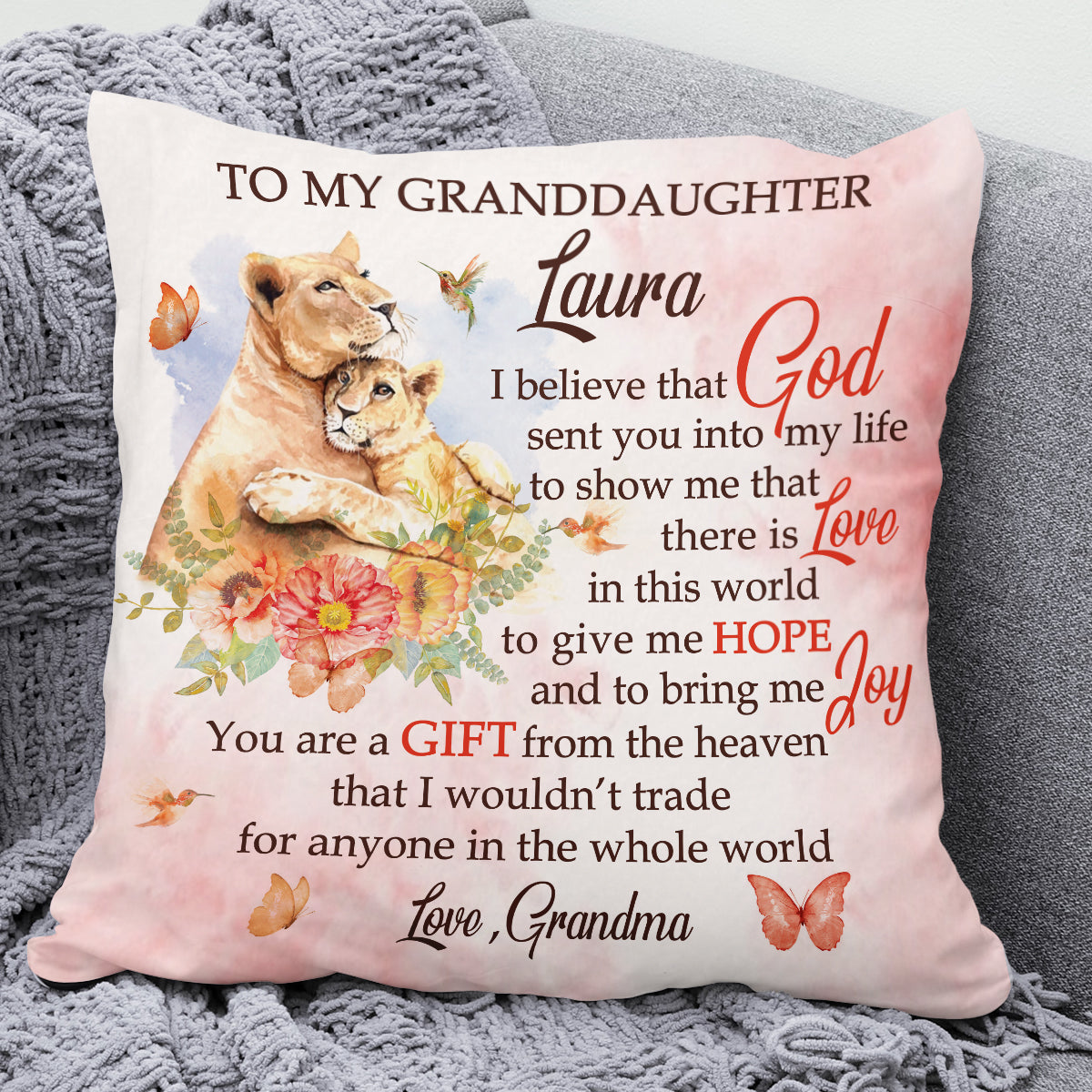 You Are A Gift From The Heaven - Personalized Granddaughter Lion Pillow