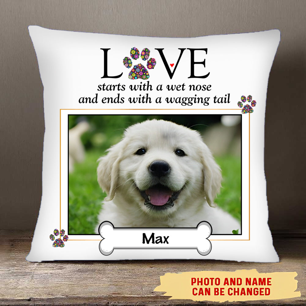 The Shape Of Love - Personalized Custom Photo Throw Pillow - Gifts For Dog/Cat Lovers