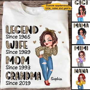 Half Leopard Sassy Legend Wife Mom Grandma Personalized Shirt