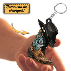Personalized Boots And Hat Cowboy & Cowgirl Flat Acrylic Keychain