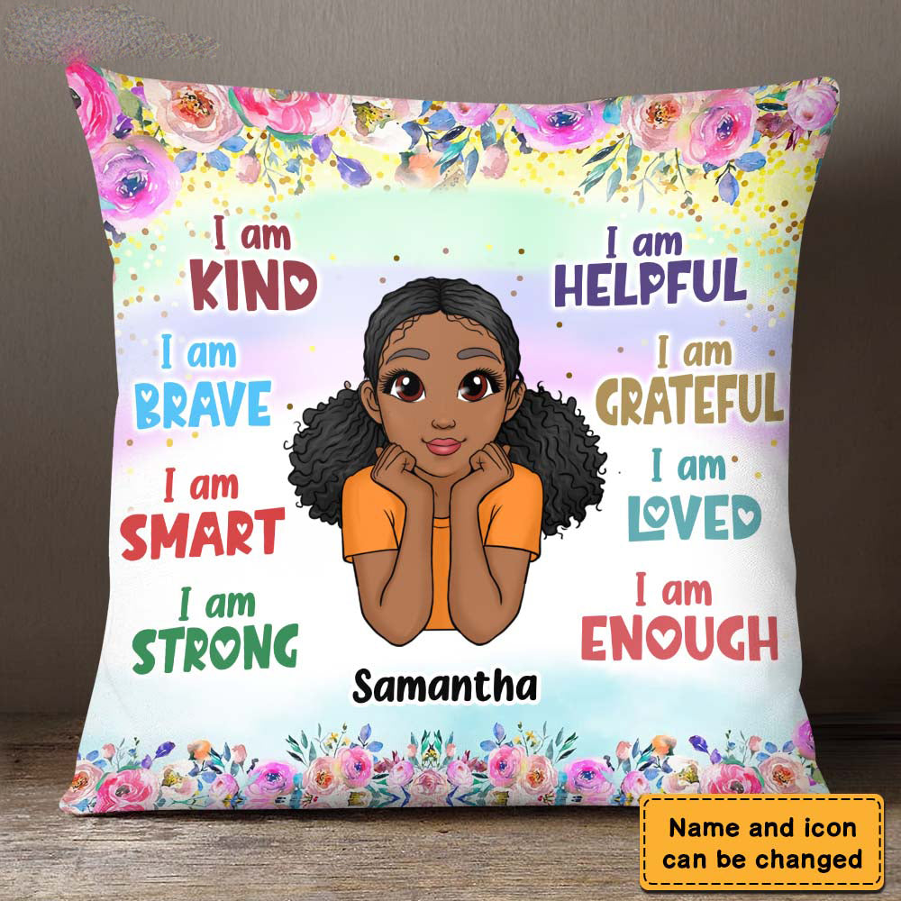 Daughter Granddaughter Kids Affirmations I Am Kind I Am Smart Pillow