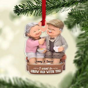 I Want To Grow Old With You Funny Personalized Old Couple Ornament, Christmas Tree Decor