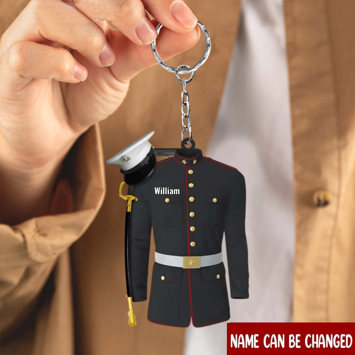 Marine Uniform Personalized Acrylic Keychain