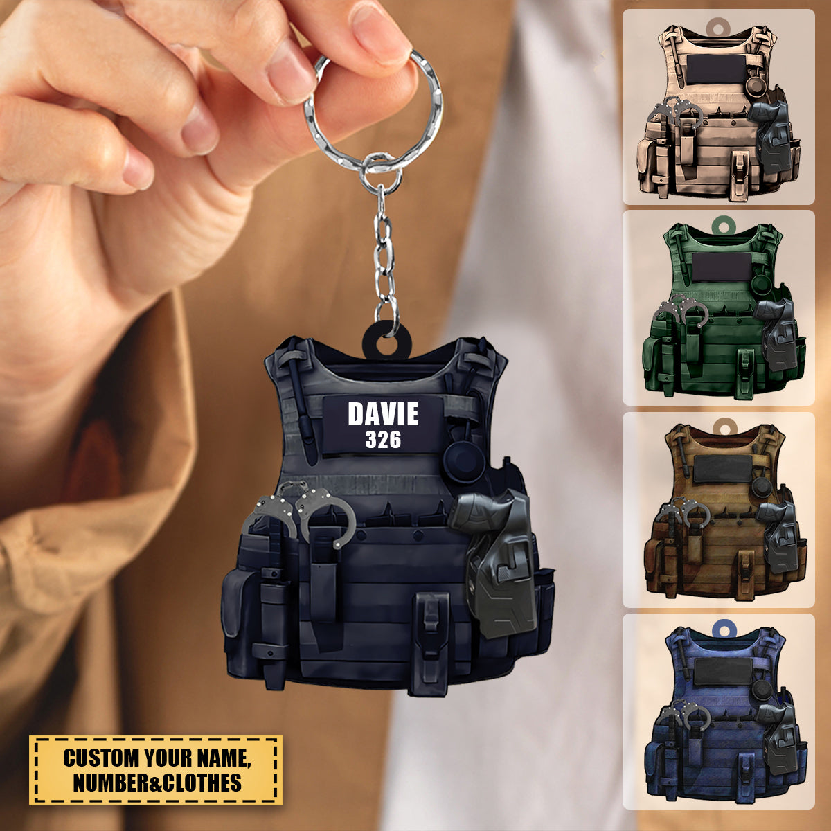 Personalized Police Christmas Ornament Police Bulletproof Custom Shaped Acrylic Christmas KEYCHAIN