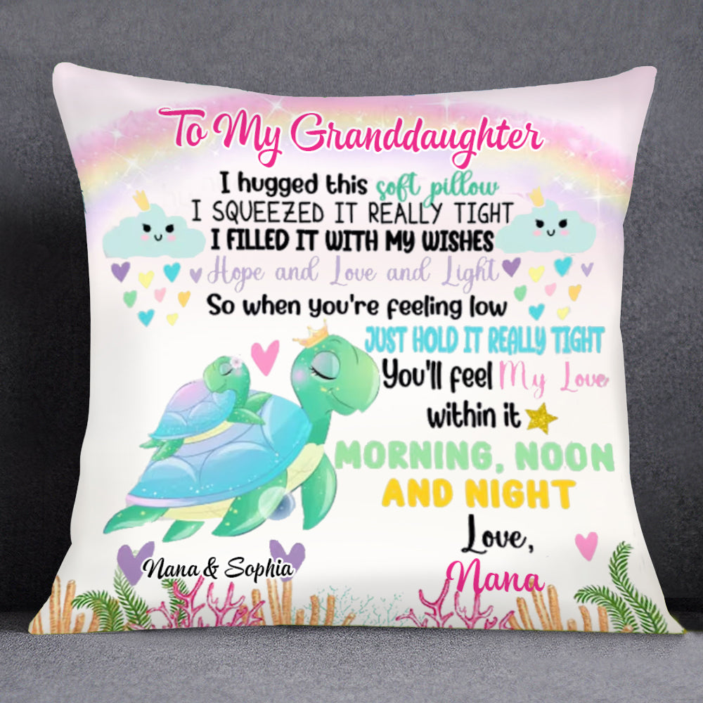 Personalized Gift For Granddaughter Daughter Sea Turtle Hug This Pillow