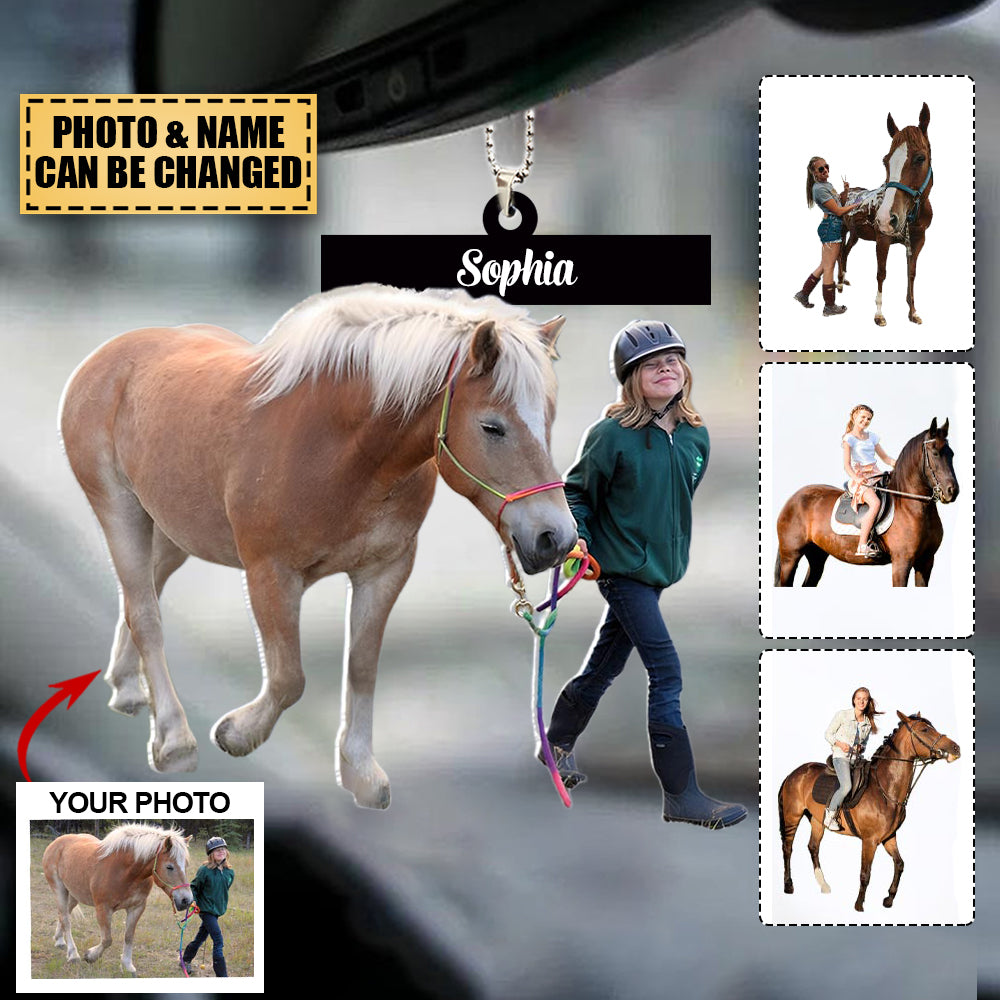 Personalized Photo Car Hanging Ornament - Gift For Horse Lovers