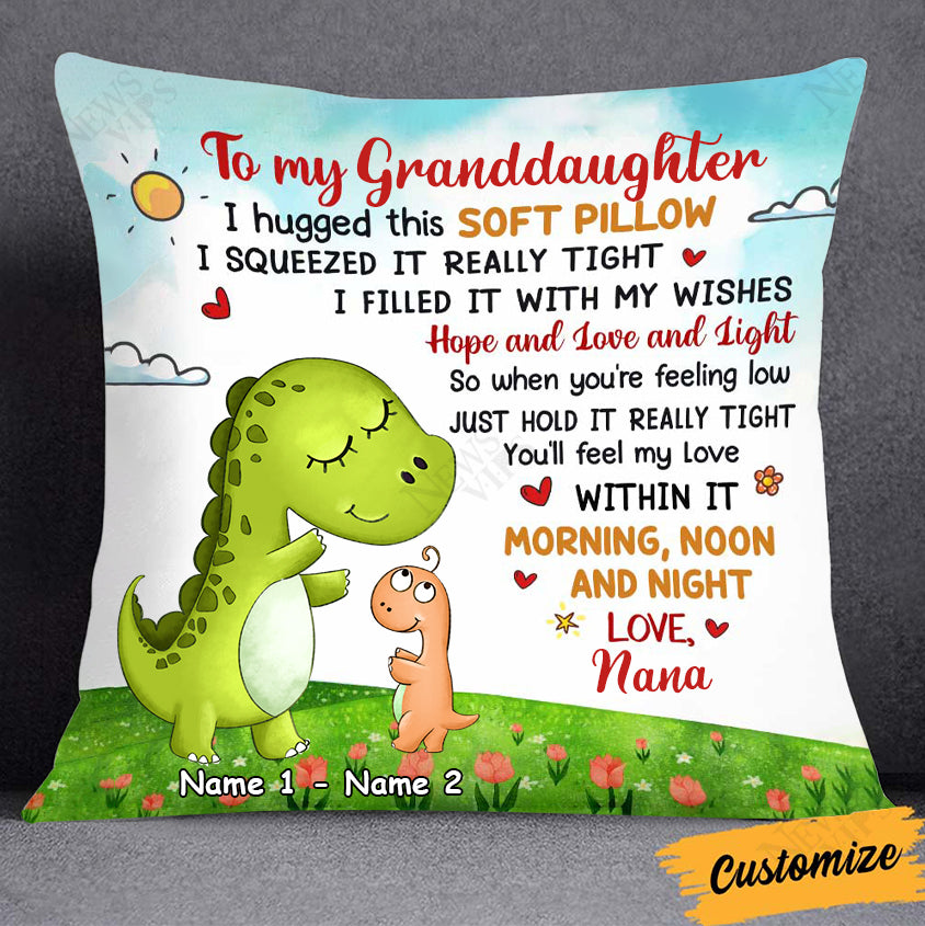 Personalized Granddaughter Dinosaur Hug This Pillow