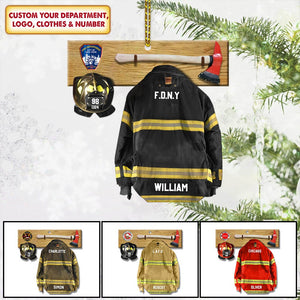 Personalized Firefighter Ornament Firefighter Armor And Name Custom Shaped Acrylic Ornament