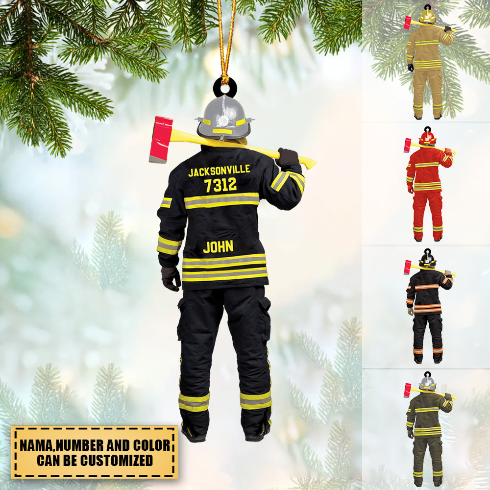 Personalized Firefighter Department Name Shaped Acrylic Christmas Ornament