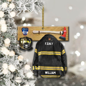 Personalized Firefighter Ornament Firefighter Armor And Name Custom Shaped Acrylic Ornament