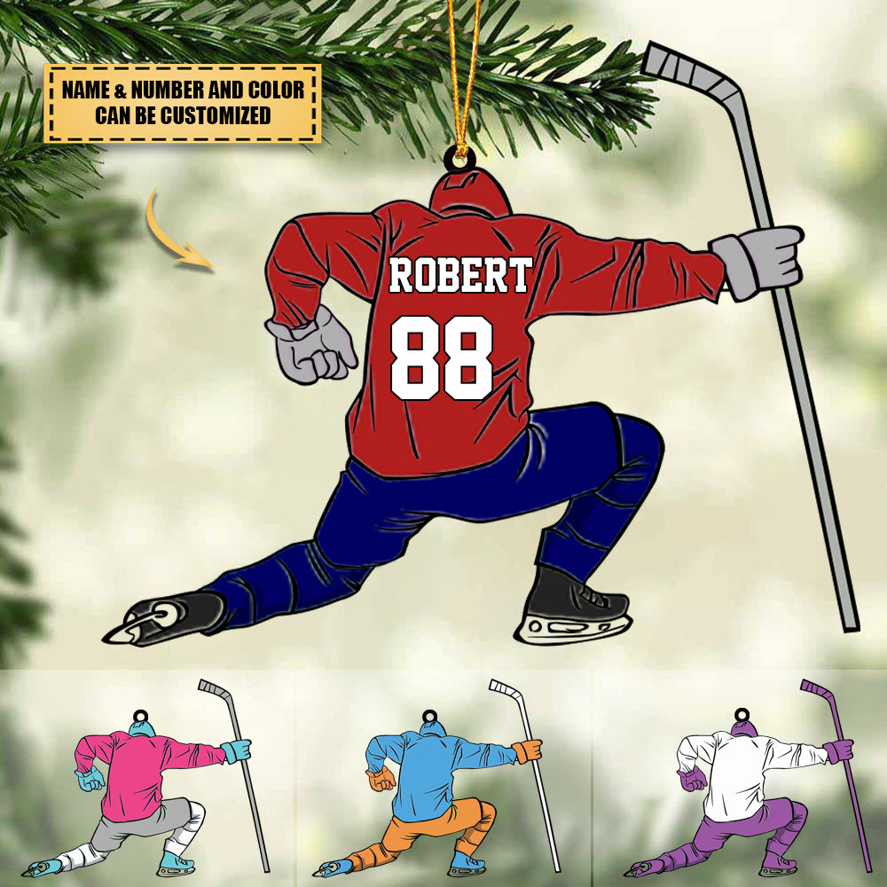 Personalized Ice Hockey Player Chritsmas Ornament for Hockey Lovers