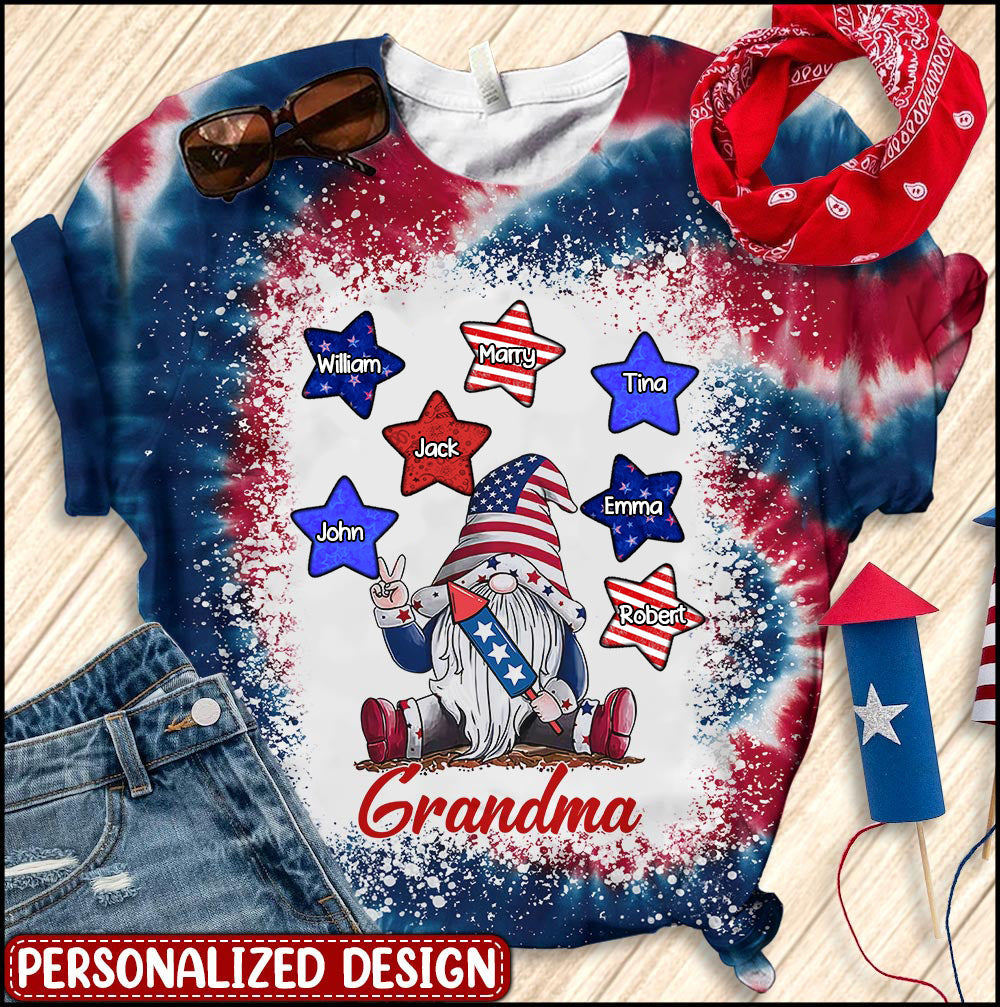 4th of July Grandma Mom Dwarf Star Kids Personalized 3D T-Shirt