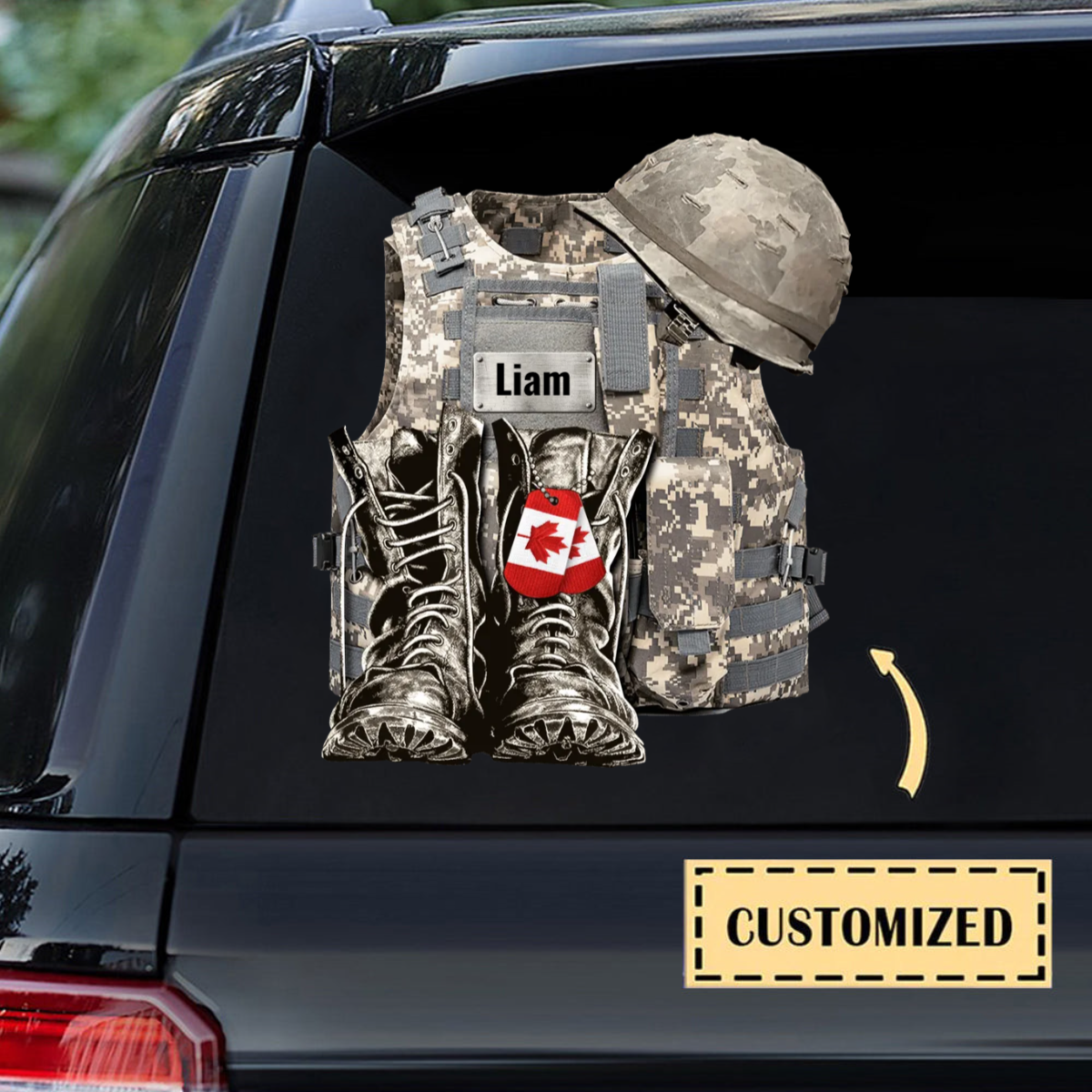 MILITARY UNIFORM CANADA - BOOTS & HAT - PERSONALIZED DECAL