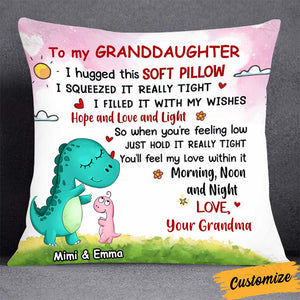 Personalized Dinosaur Grandson Granddaughter Hug This Pillow