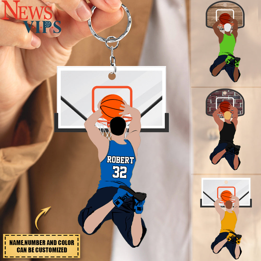Personalized Basketball Slam Dunk Shaped Keychain For Basketball Lovers