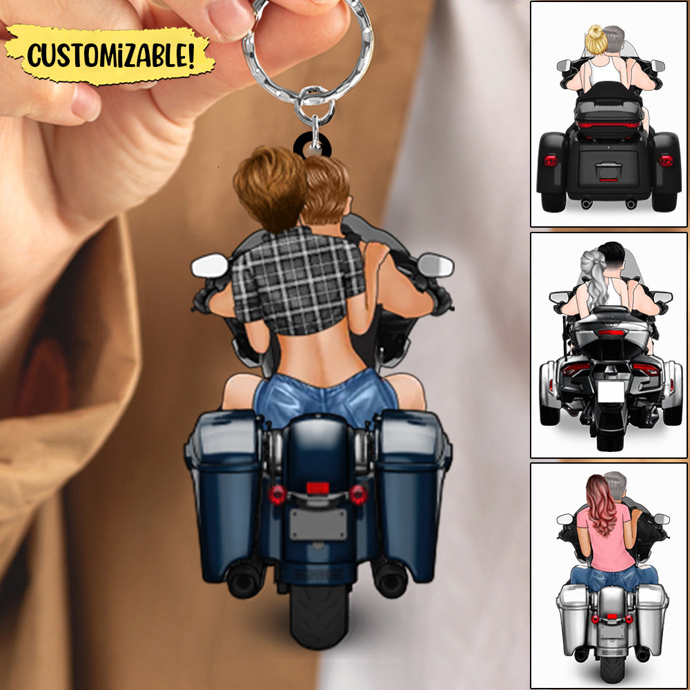 Personalized Acrylic Keychain For Couple Bikers,Motorcycle Trike Lovers
