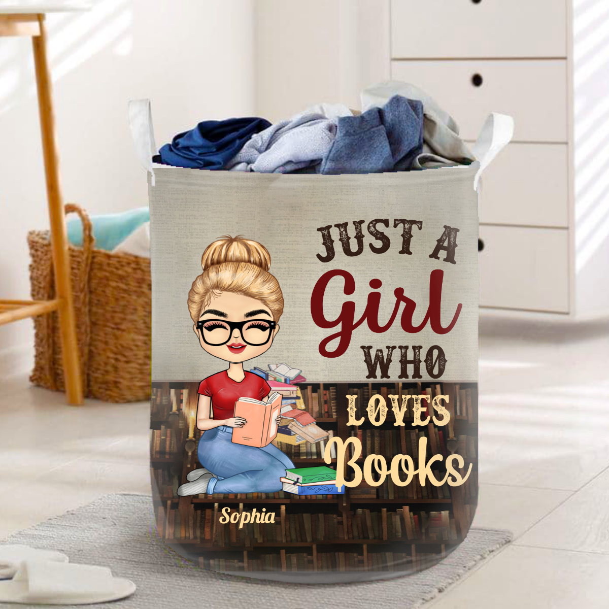 A Girl Who Loves Books Reading - Reading Gift - Personalized Custom Pillowcase Laundry Basket
