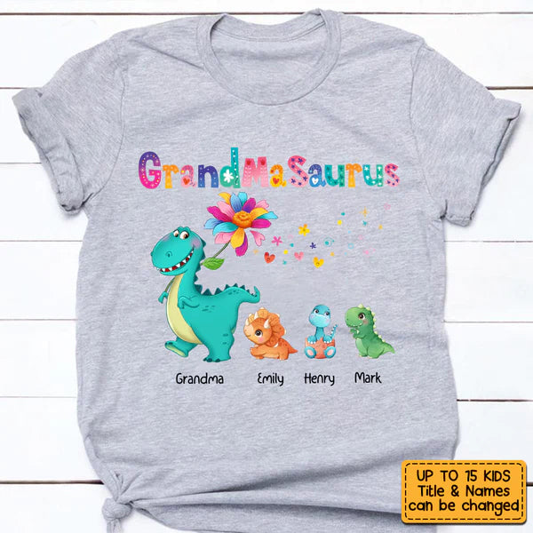 Personalized Grandmasaurus Colorful  Flower T Shirt