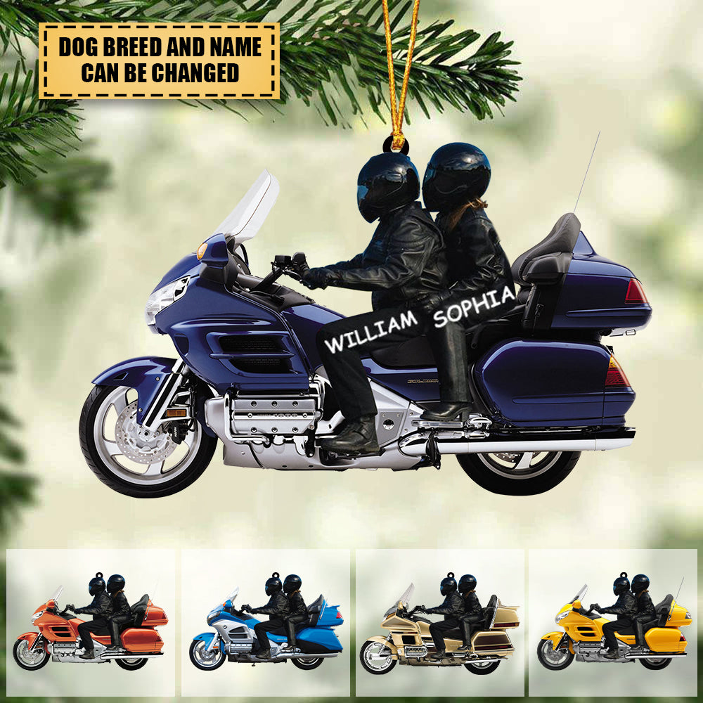 Personalized Biker Couple Motorcycle Ornament, Christmas gift for couple