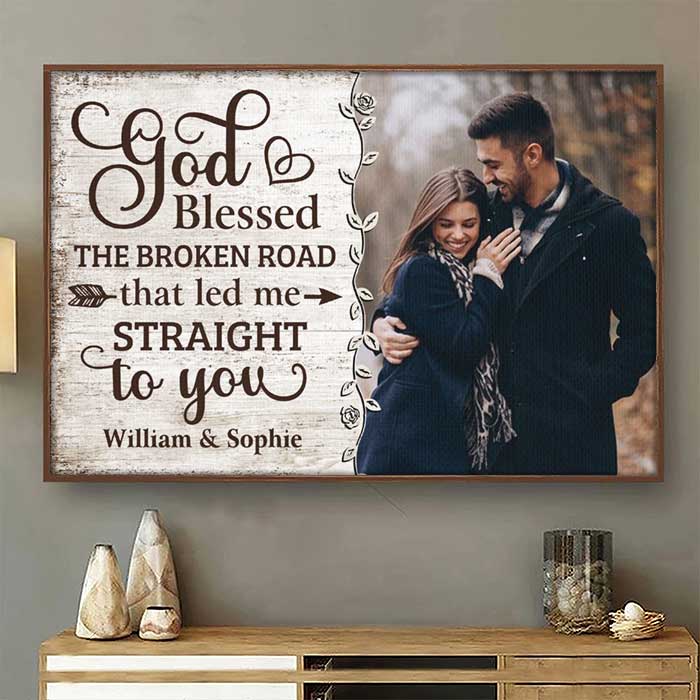 God Led Me Straight To You - Gift For Couples - Personalized Horizontal Poster