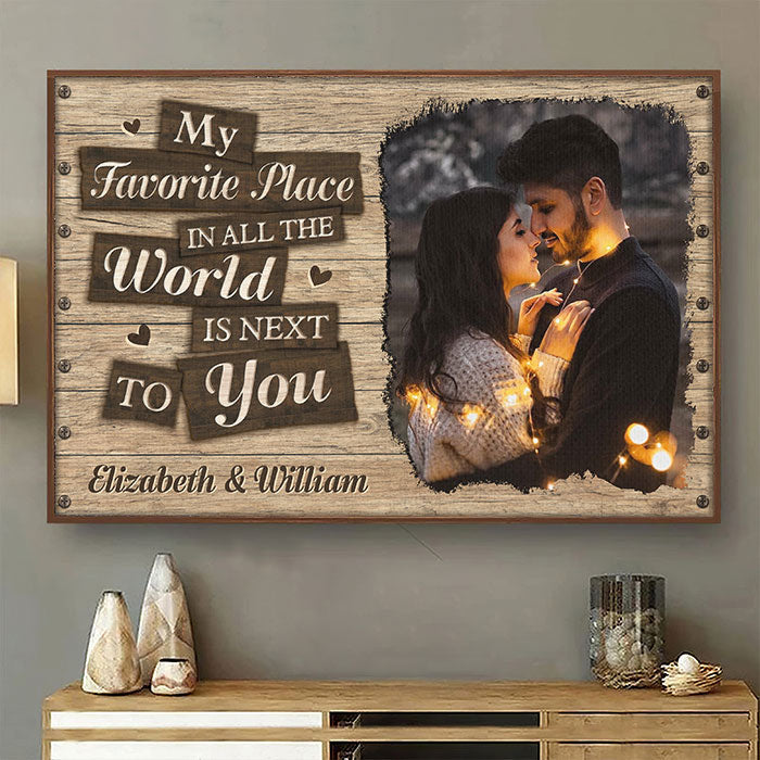 I Love To Stay Next To You - Upload Image, Gift For Couples, Husband Wife - Personalized Horizontal Poster