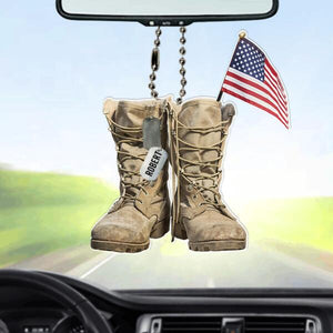 Military Boots - Personalized Flat Car Ornament