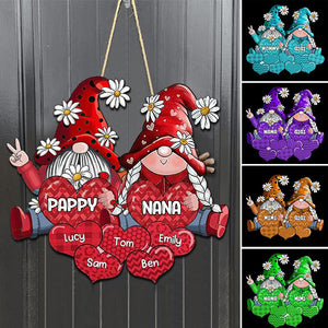 Colorful Grandpa- Grandma doll Loves Sweet Heart Kids Personalized Shaped Wood Sign