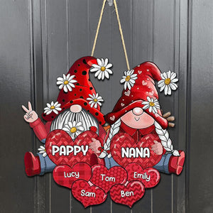 Colorful Grandpa- Grandma doll Loves Sweet Heart Kids Personalized Shaped Wood Sign