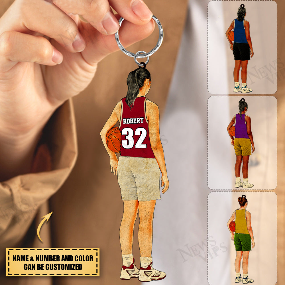 Personalized Female Basketball Player Acrylic Keychain For Basketball Lovers