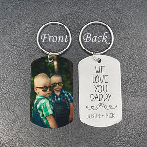 Personalized Photo Keychain Gift For Dad-We Love You Daddy