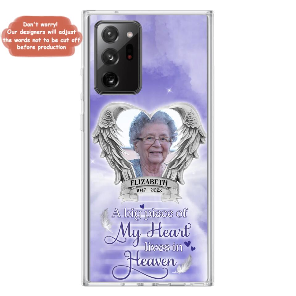 Custom Personalized Memorial Phone Case - A Big Piece Of My Heart Lives In Heaven