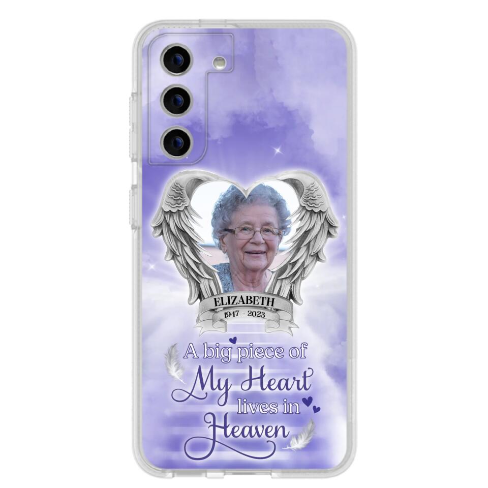 Custom Personalized Memorial Phone Case - A Big Piece Of My Heart Lives In Heaven