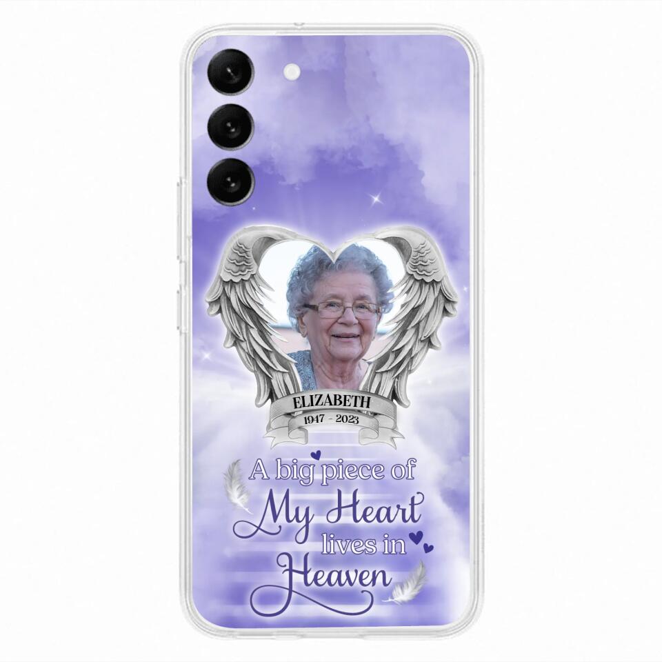 Custom Personalized Memorial Phone Case - A Big Piece Of My Heart Lives In Heaven