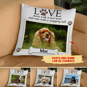 The Shape Of Love - Personalized Custom Photo Throw Pillow - Gifts For Dog/Cat Lovers