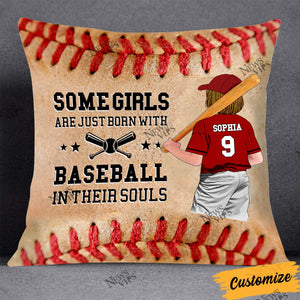 SOME BOYS or GIRLS ARE JUST BORN WITH BASEBALL PERSONALIZED PILLOW