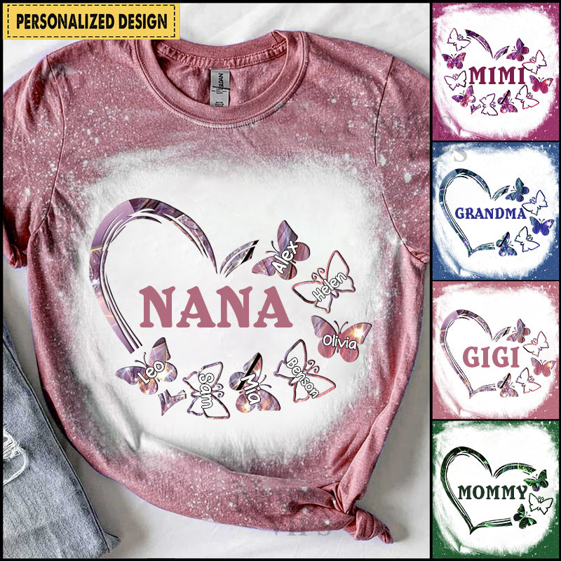 Sparkling Grandma- Mom With Butterfly Kids, Multi Colors Personalized 3D T-Shirt