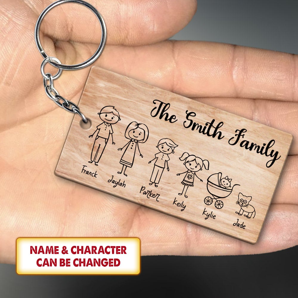 Personalized Family Name Wooden Keychain