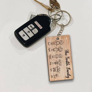 Personalized Family Name Wooden Keychain