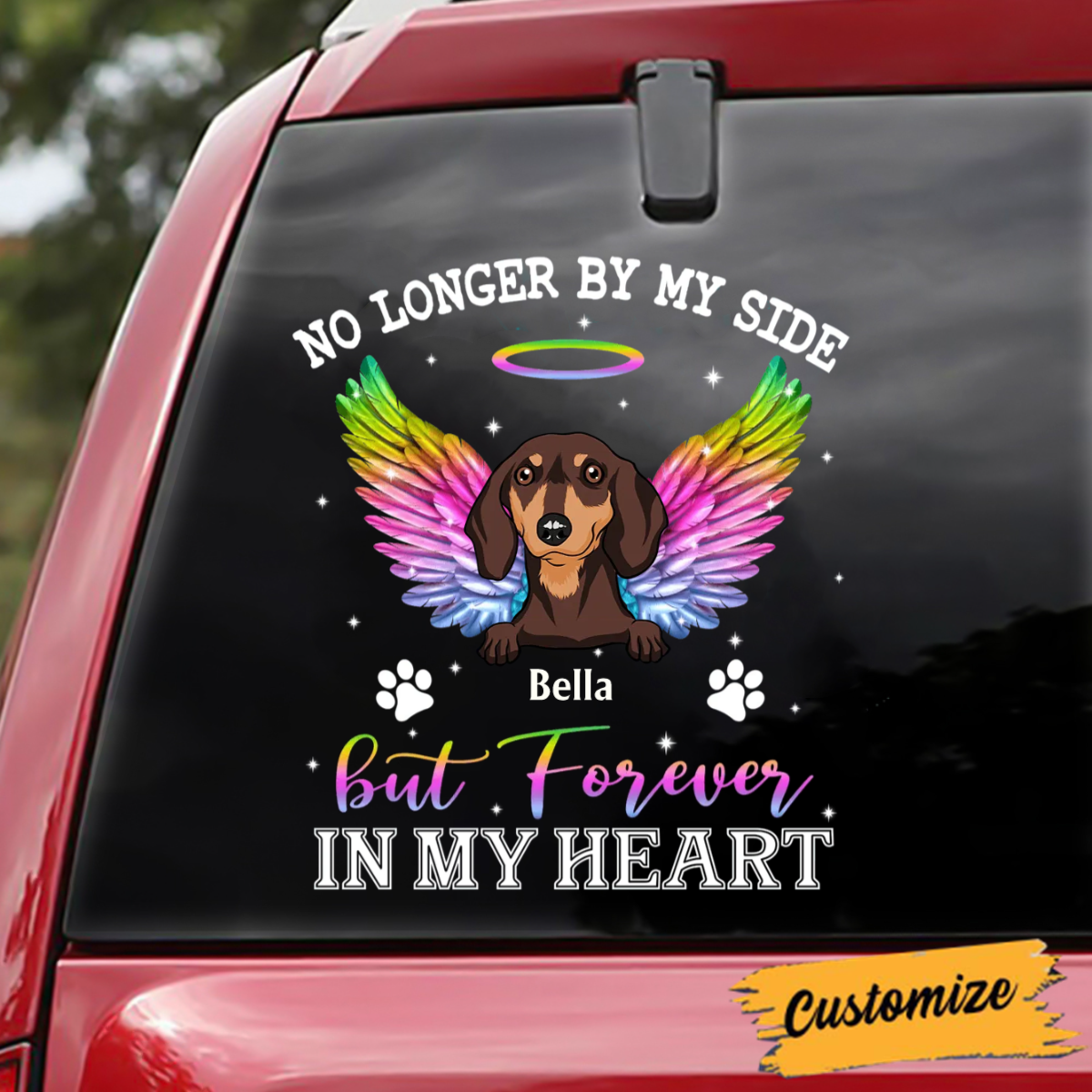 Personalized Dog Pet Memorial No Longer By My Side Decal
